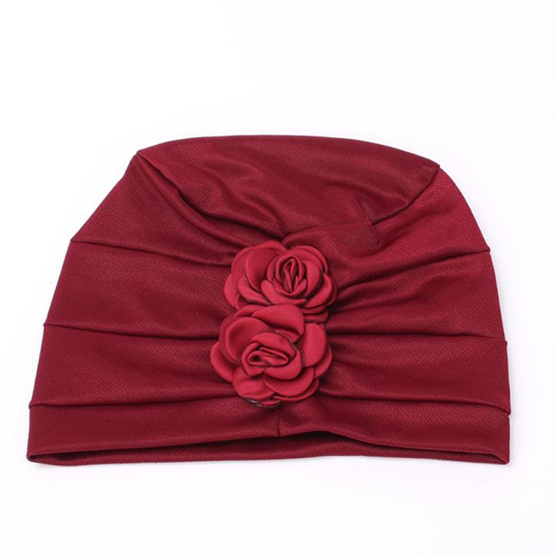 Dame New Side Paste Large Blomstrete Solid Beanie Cap Fritids Cotton Outdoor Bonnet Hat