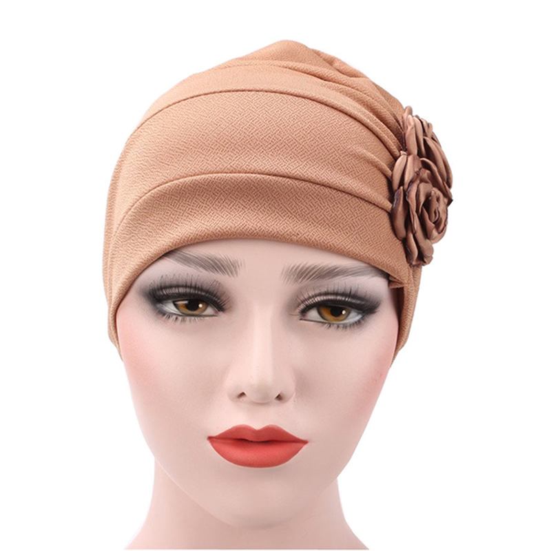 Dame New Side Paste Large Blomstrete Solid Beanie Cap Fritids Cotton Outdoor Bonnet Hat