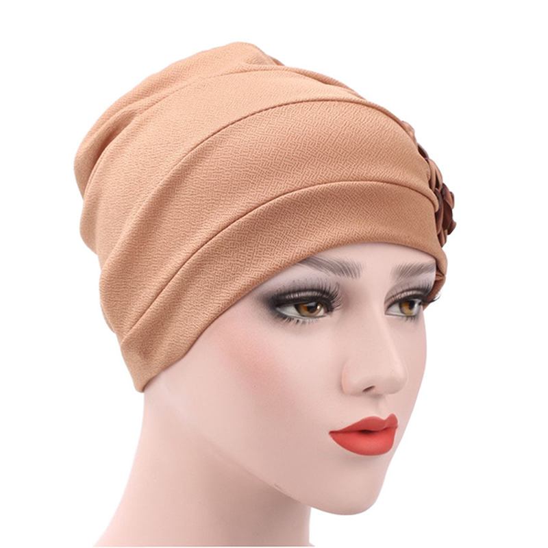 Dame New Side Paste Large Blomstrete Solid Beanie Cap Fritids Cotton Outdoor Bonnet Hat