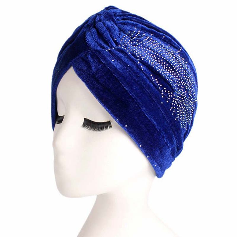 Dame Pleuche Skullies Beanies Tynn Bonnet Cap Autumn Fritids Diamond Beanies Hat Turban