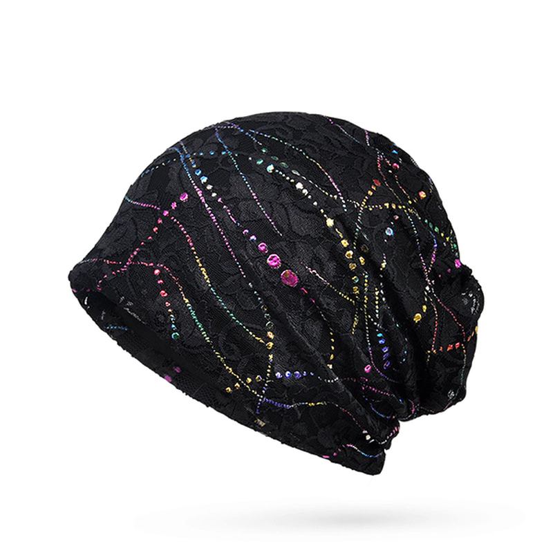 Dame Rhinestone Stripet Beanie Hat Uformell Fleksibel Høst Varm Skullies Cap