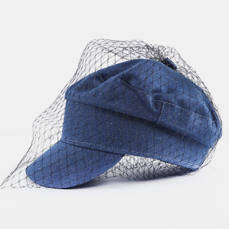 Denim Mesh Navy Cap Peak Cap Flat Hats Wild England Military Hat Captain Caps Navy Caps