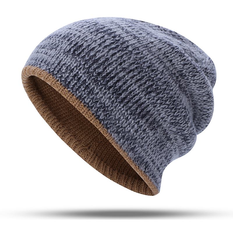 Dobbeltsidig Iført Dobbeltlags Strikket Lue Beanie Cap