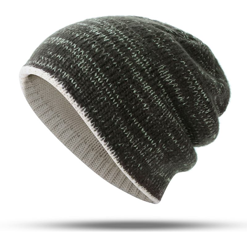 Dobbeltsidig Iført Dobbeltlags Strikket Lue Beanie Cap