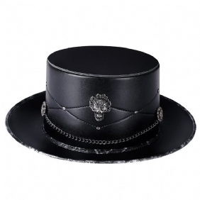 Doctor Pu Leather Magic Skull Black Top Hat Kvinnelige Fotorekvisitter