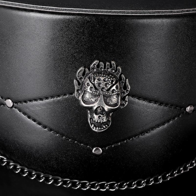 Doctor Pu Leather Magic Skull Black Top Hat Kvinnelige Fotorekvisitter