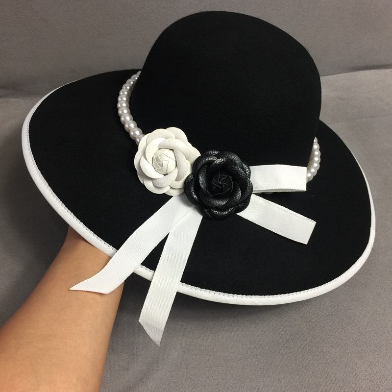 Elegant Blomstrete Pearl Fisherman Hat Liten Røkelse Top Hat