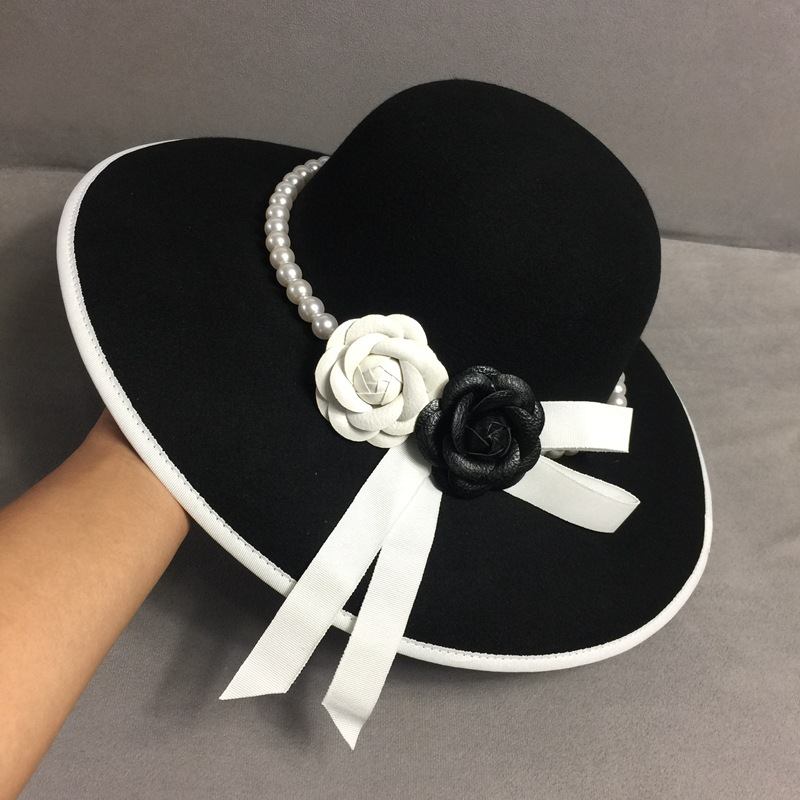 Elegant Blomstrete Pearl Fisherman Hat Liten Røkelse Top Hat