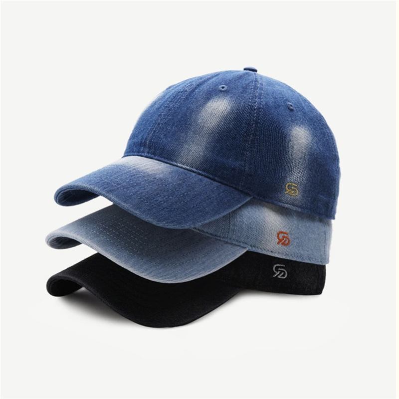 Enkel Baseballcaps I Ensfarget Vasket Denim