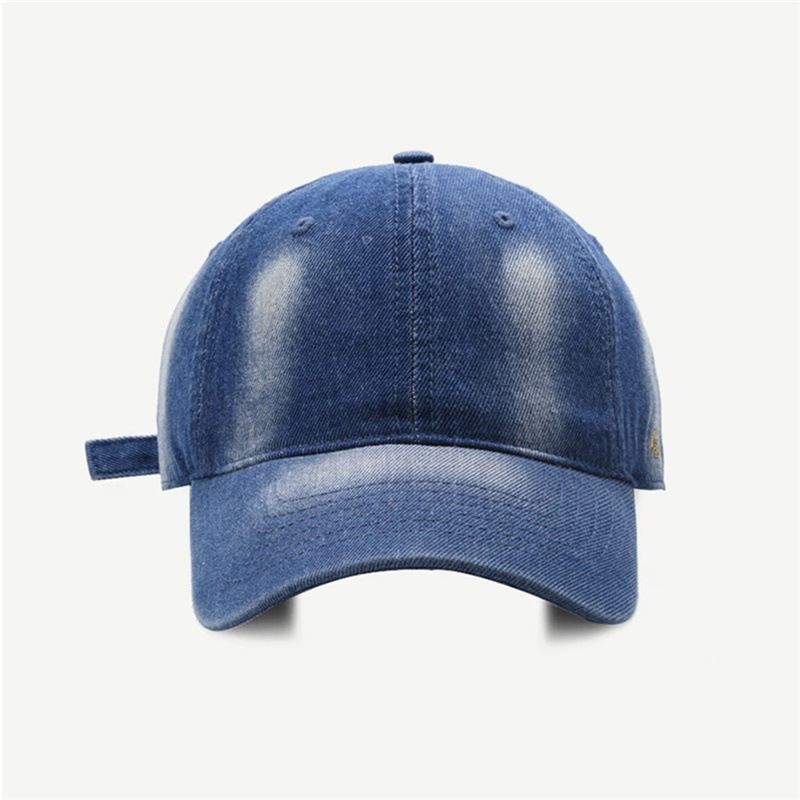 Enkel Baseballcaps I Ensfarget Vasket Denim