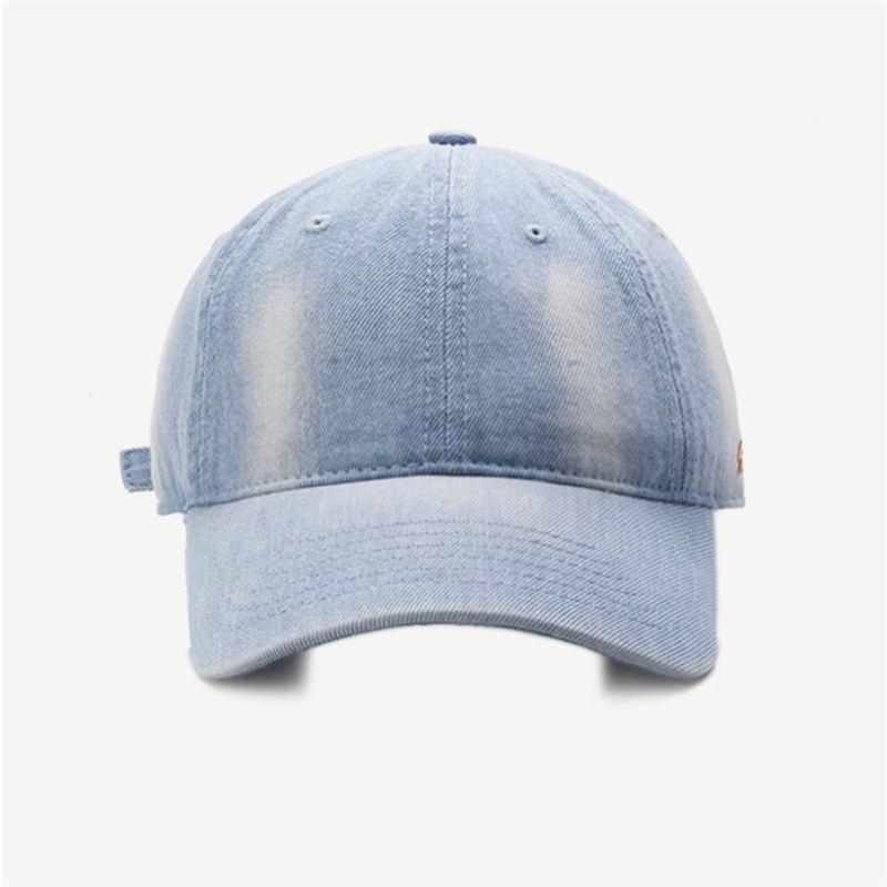 Enkel Baseballcaps I Ensfarget Vasket Denim