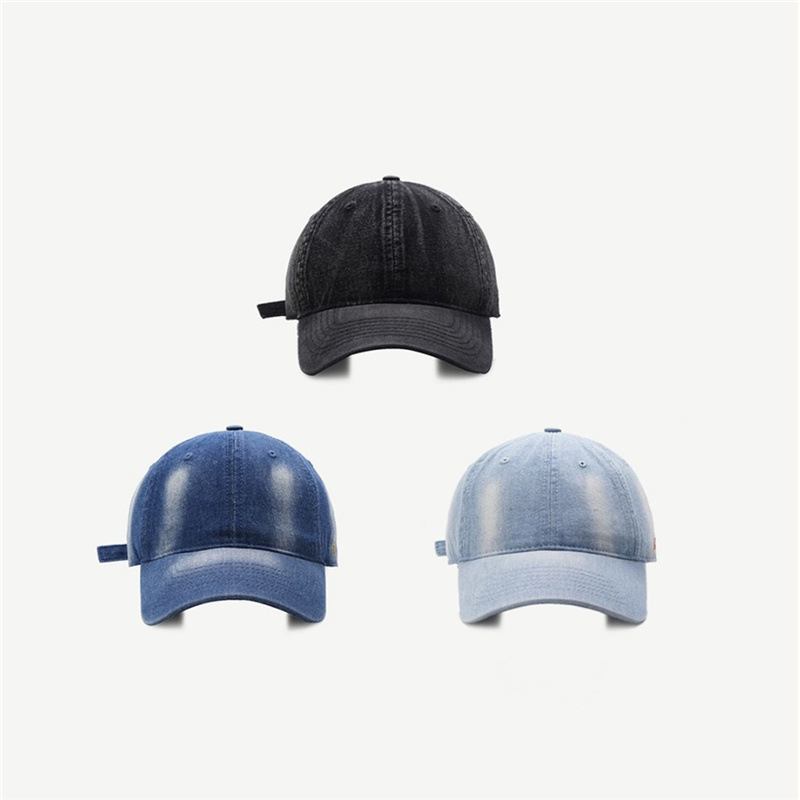 Enkel Baseballcaps I Ensfarget Vasket Denim