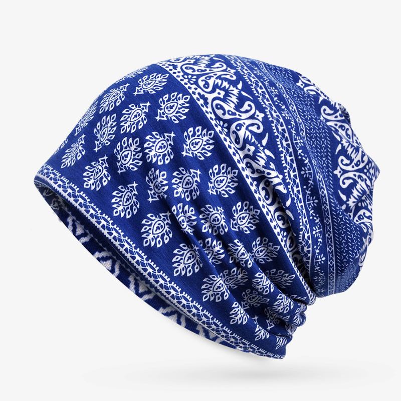 Etnisk Utskrift Beanie Hats Skjerf Bomull Dobbeltbruk Turban