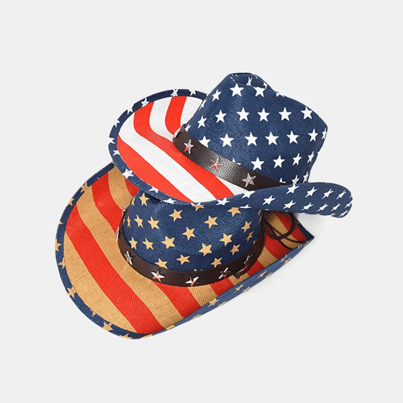 Flag Panama Western Cowboy Hat Sailor Dance Hat Patriotic Jazz Hat