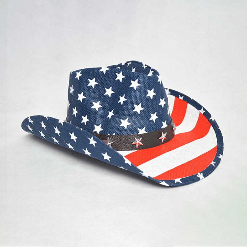 Flag Panama Western Cowboy Hat Sailor Dance Hat Patriotic Jazz Hat