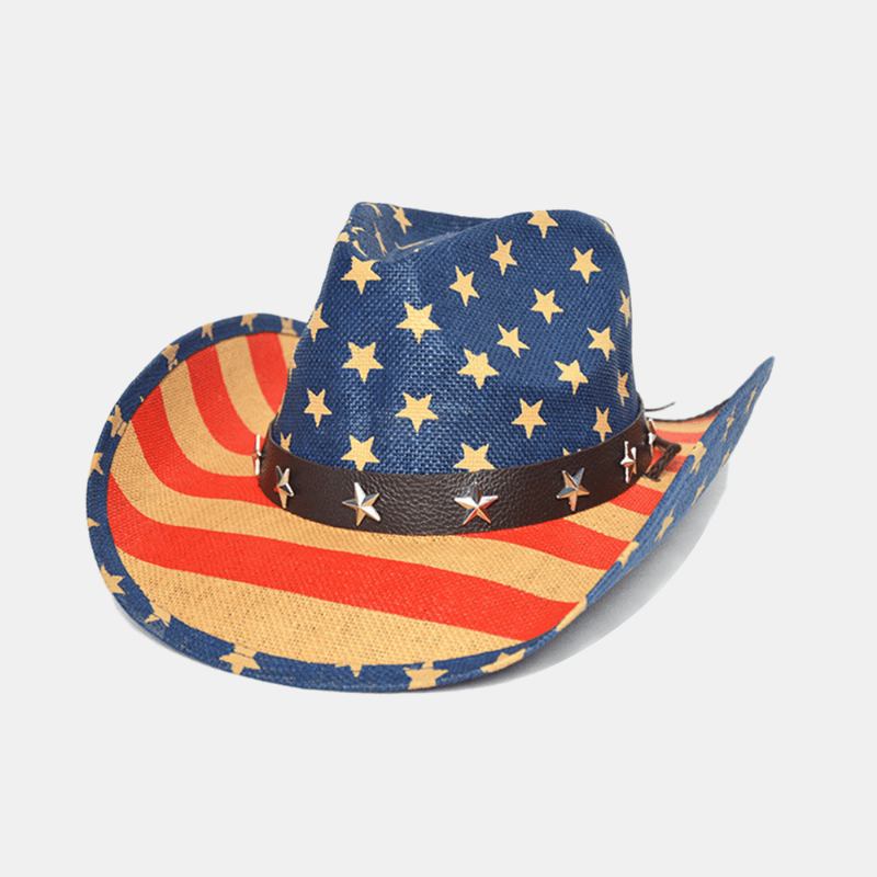 Flag Panama Western Cowboy Hat Sailor Dance Hat Patriotic Jazz Hat