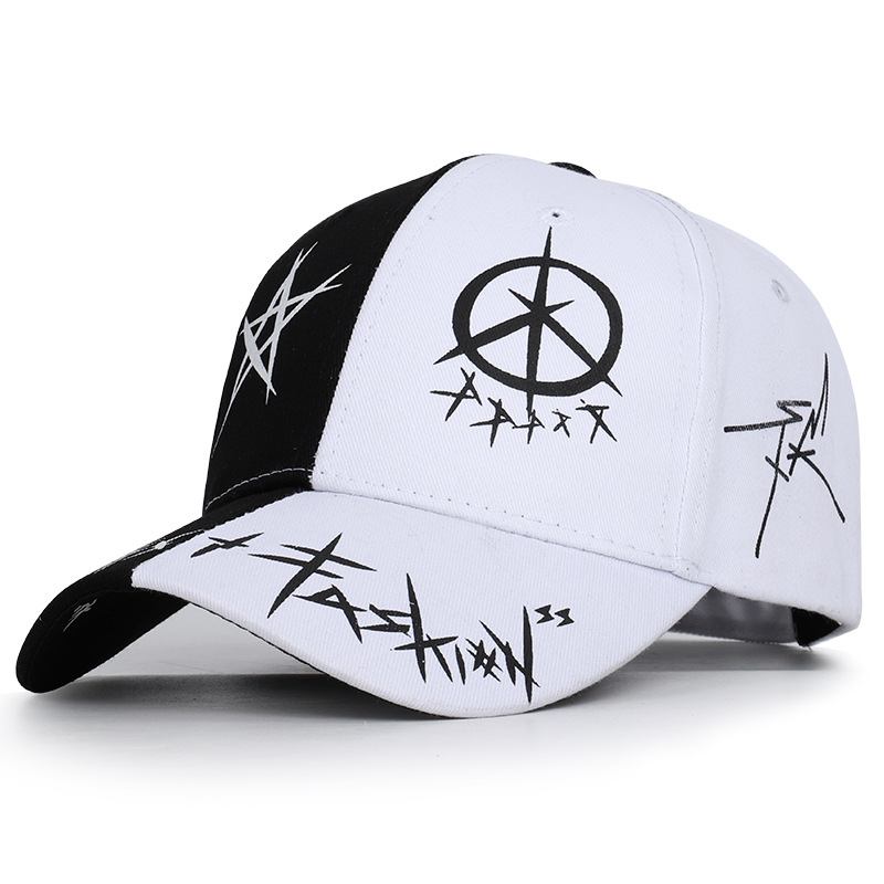 Graffiti Svart Og Hvit Fargematchende Cap Hip Hop Baseball Cap