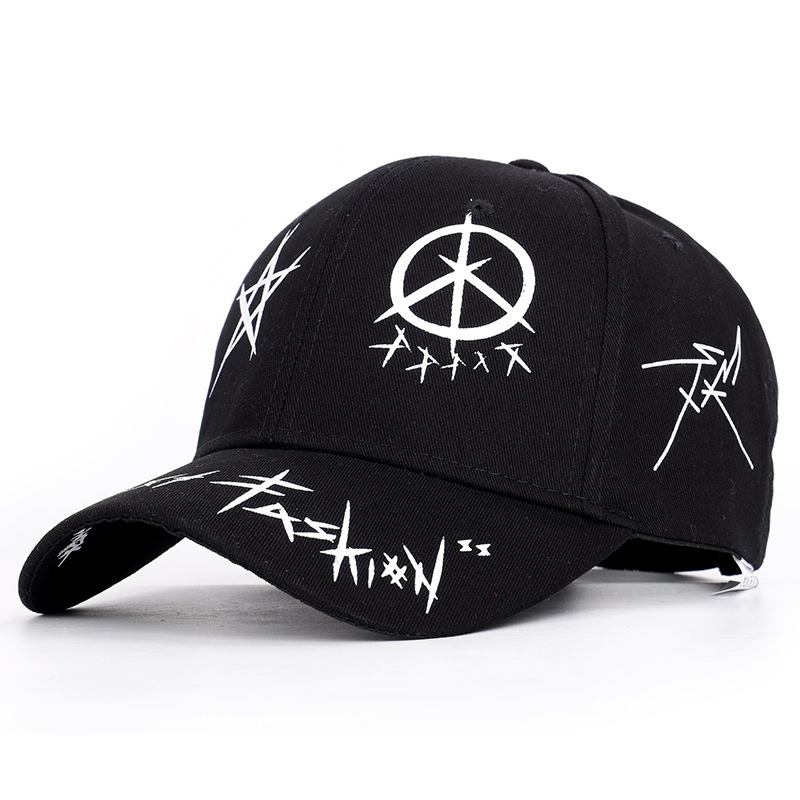 Graffiti Svart Og Hvit Fargematchende Cap Hip Hop Baseball Cap