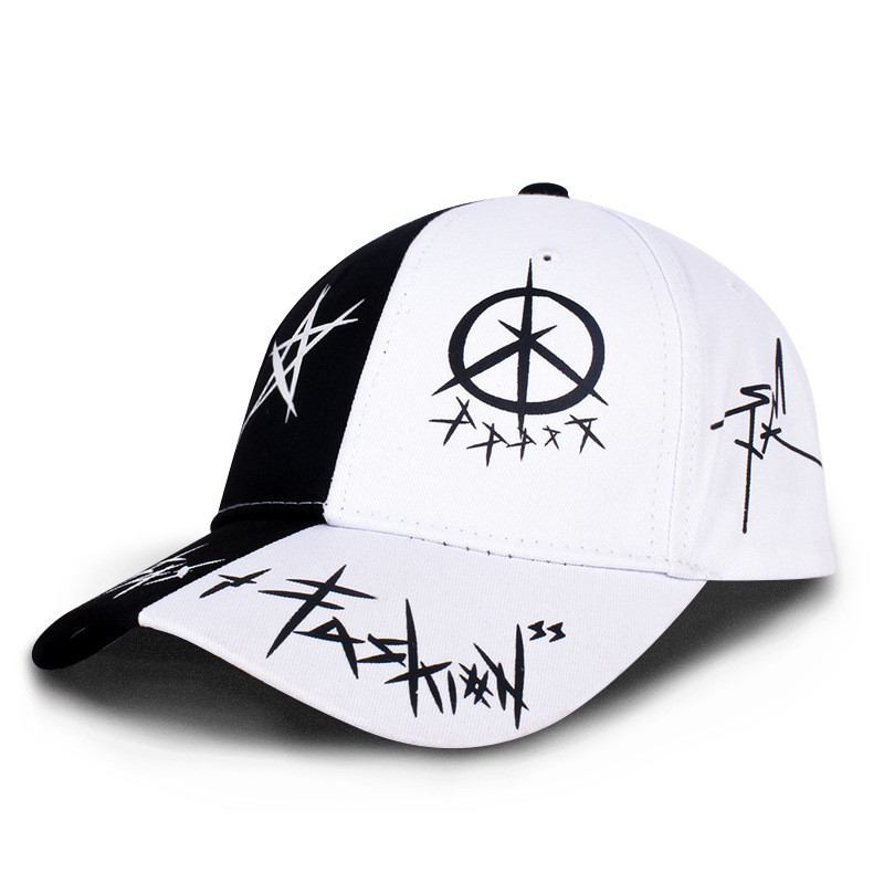 Graffiti Svart Og Hvit Fargematchende Cap Hip Hop Baseball Cap