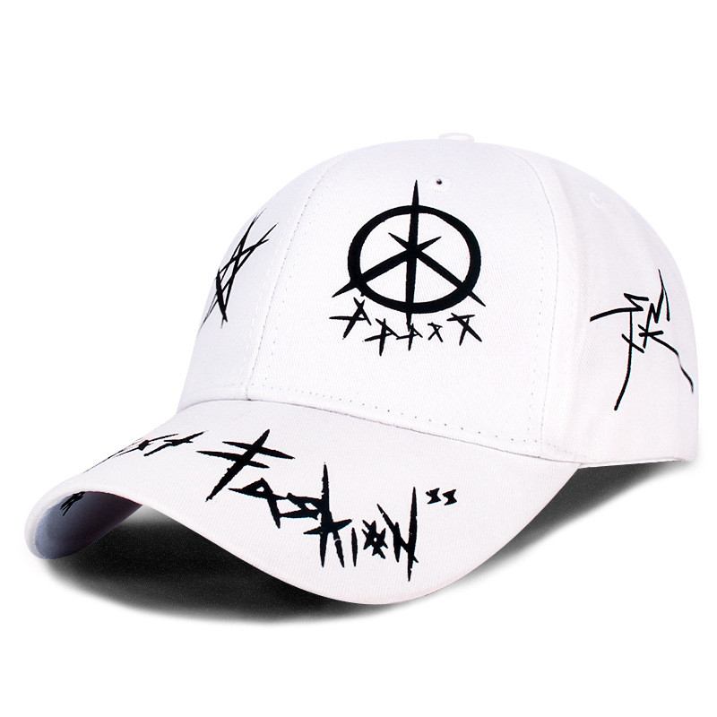 Graffiti Svart Og Hvit Fargematchende Cap Hip Hop Baseball Cap