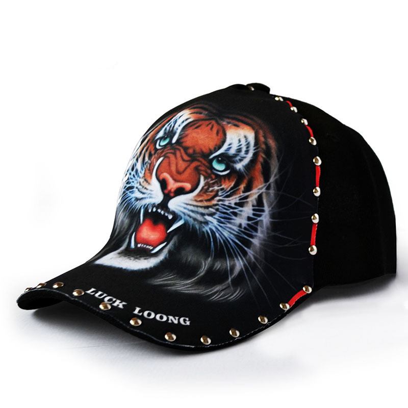 Hatt For Menn Svart Nitte Baseballcaps Grønn Tigerhodehette