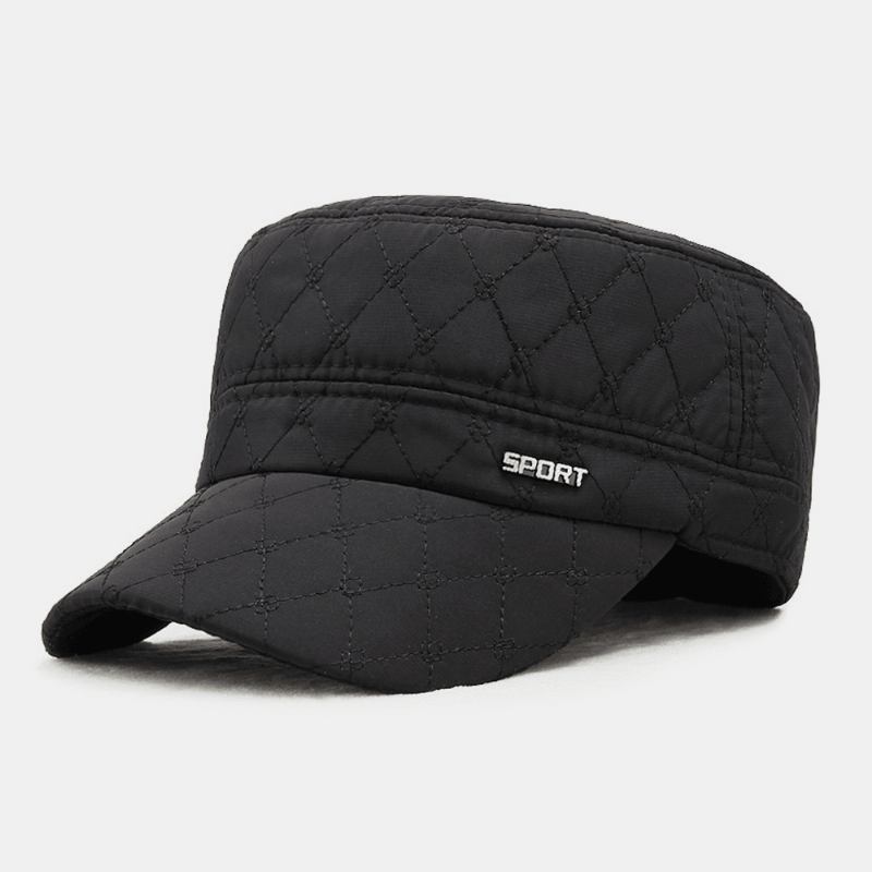 Herre Bomull Polyester Rutete Mønster Høst Vinter Tykk Varm Army Cap Kadetthatt Utendørs Ørebeskyttelse Ørebeskyttelse Vindtett Flat Top Cap Militær Cap