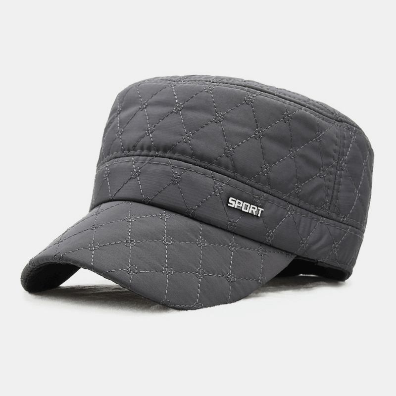 Herre Bomull Polyester Rutete Mønster Høst Vinter Tykk Varm Army Cap Kadetthatt Utendørs Ørebeskyttelse Ørebeskyttelse Vindtett Flat Top Cap Militær Cap