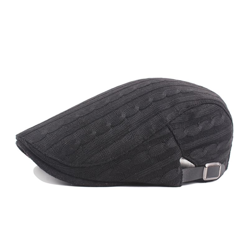 Herre Bomull Strikket Varm Beret Cap Spenne Justerbar Golf Sport Cabbie Forward Hat