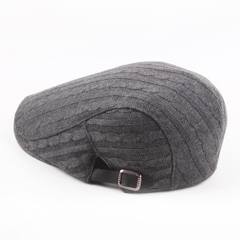 Herre Bomull Strikket Varm Beret Cap Spenne Justerbar Golf Sport Cabbie Forward Hat