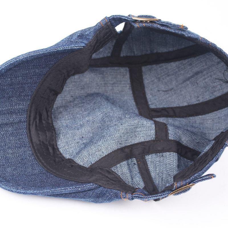 Herre Dame Vasket Denim Justerbar Solid Painter Beret Hat