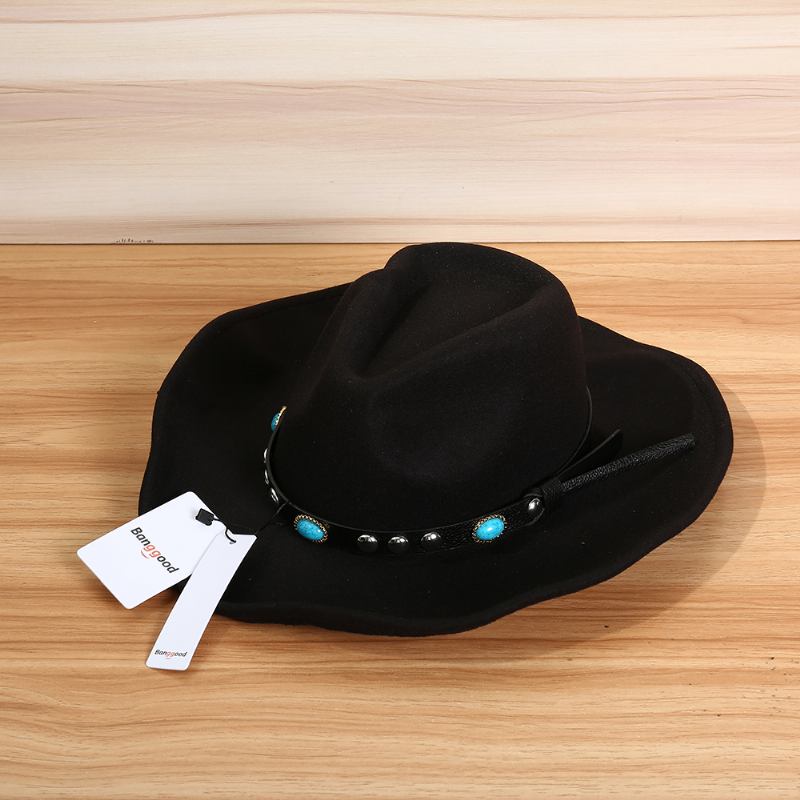 Herre Dame Vintage Woolen Western Cowboy Hat