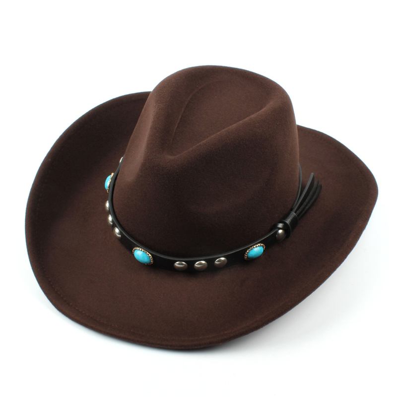 Herre Dame Vintage Woolen Western Cowboy Hat