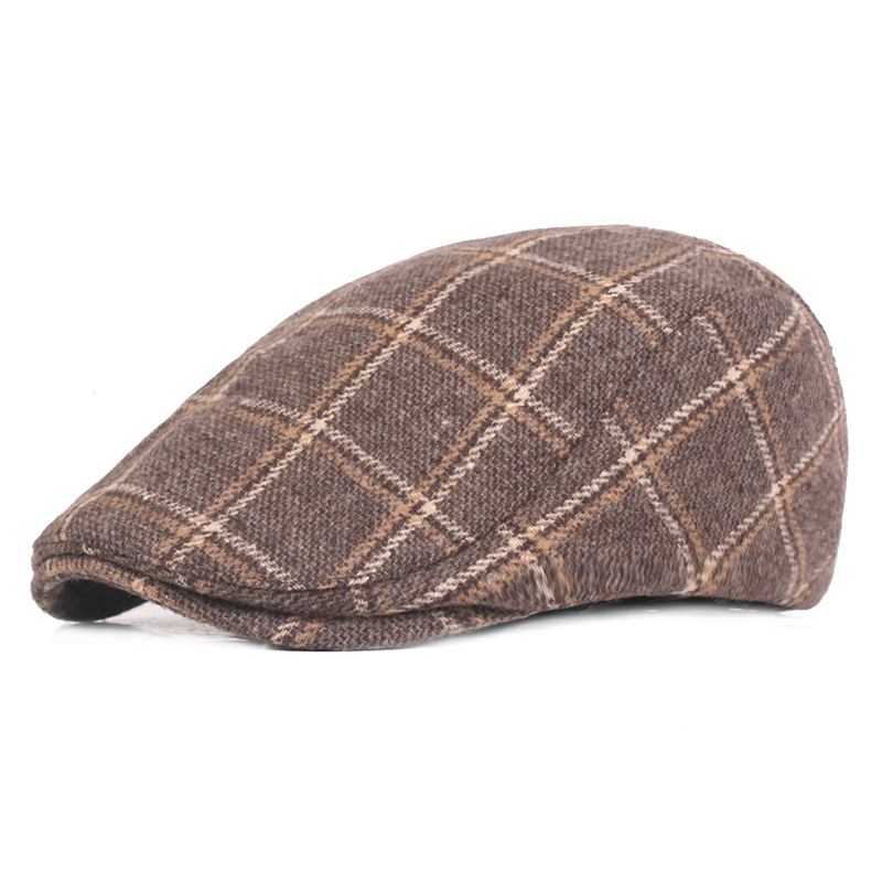 Herre Dame Vinter Ull Plaid Painter Beret Caps Outdor Justerbar Peaked Cap