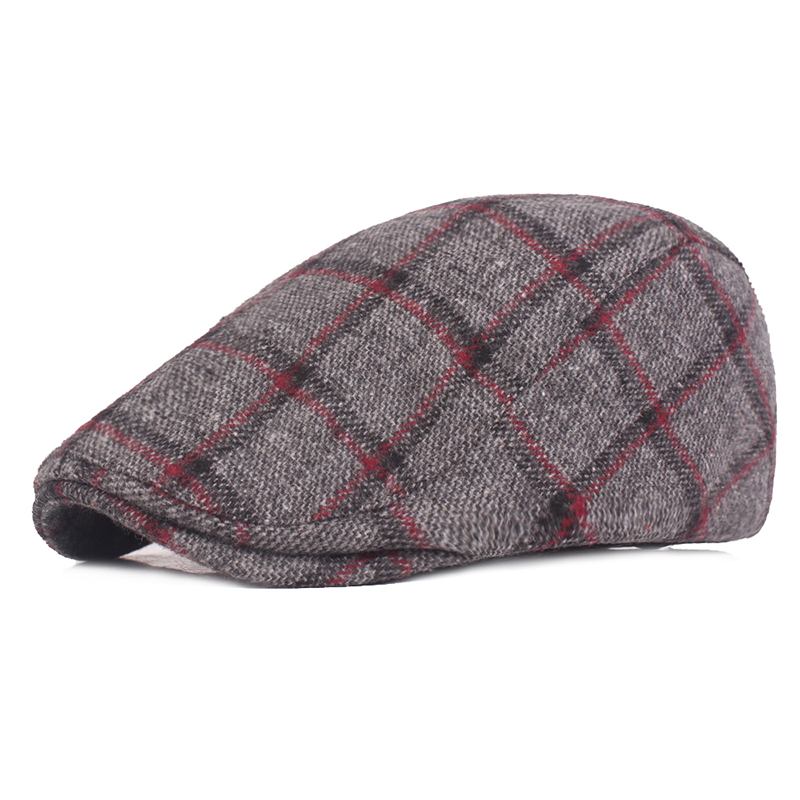 Herre Dame Vinter Ull Plaid Painter Beret Caps Outdor Justerbar Peaked Cap