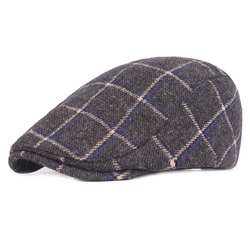 Herre Dame Vinter Ull Plaid Painter Beret Caps Outdor Justerbar Peaked Cap