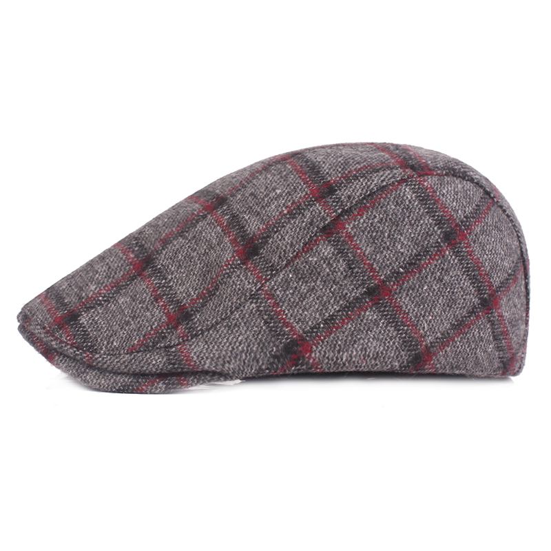 Herre Dame Vinter Ull Plaid Painter Beret Caps Outdor Justerbar Peaked Cap