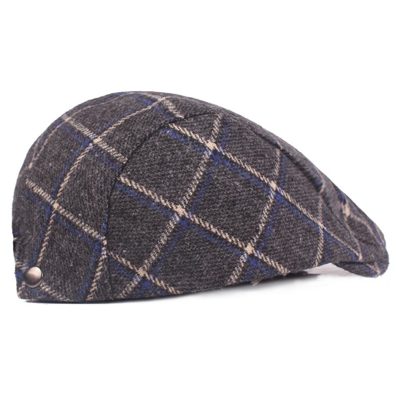 Herre Dame Vinter Ull Plaid Painter Beret Caps Outdor Justerbar Peaked Cap