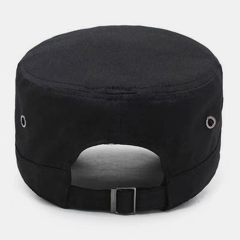 Herre Ensfarget Femspiss Stjerneetikett Med Pustende Hull Design Army Cap Kadetthatt Uformell Solskjerm Militær Cap Flat Top Cap