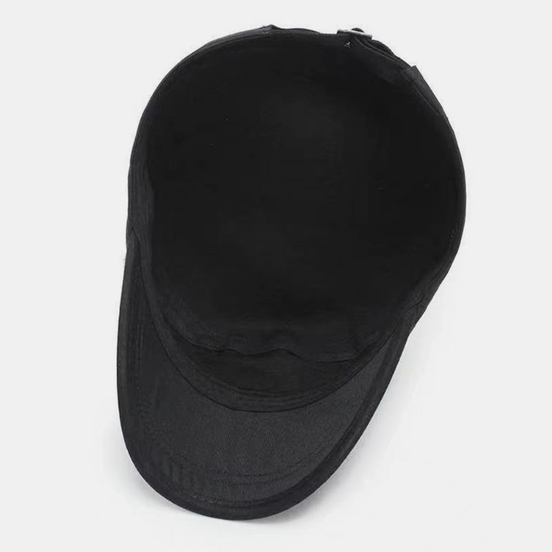 Herre Ensfarget Femspiss Stjerneetikett Med Pustende Hull Design Army Cap Kadetthatt Uformell Solskjerm Militær Cap Flat Top Cap