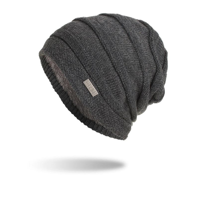 Herre New Solid Knitted Skullies Beanie Cap