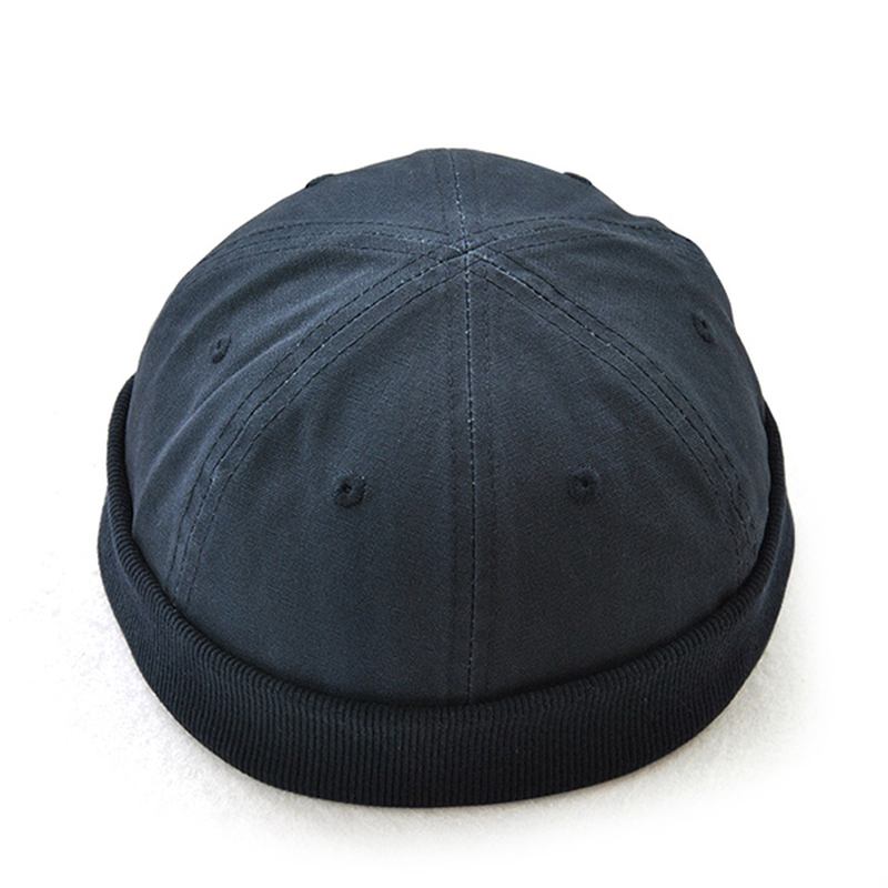 Herre Pluss Størrelse Hatter Retro Solid Brimless Hat Justerbar Varm Skullcap Sailor Cap