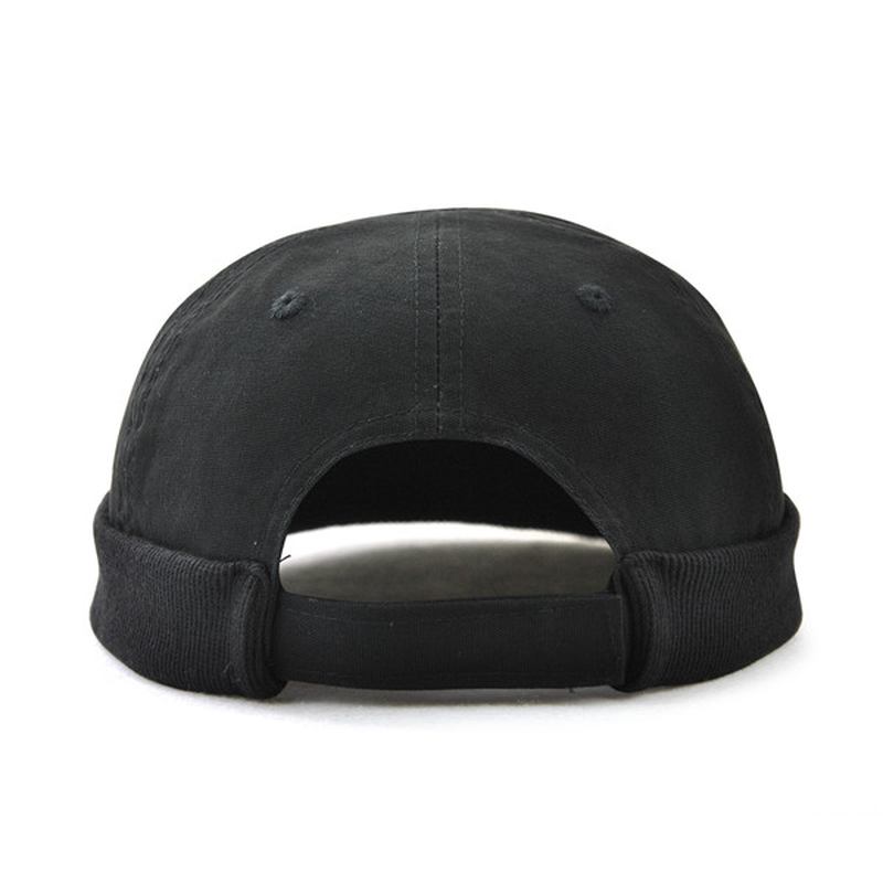 Herre Pluss Størrelse Hatter Retro Solid Brimless Hat Justerbar Varm Skullcap Sailor Cap