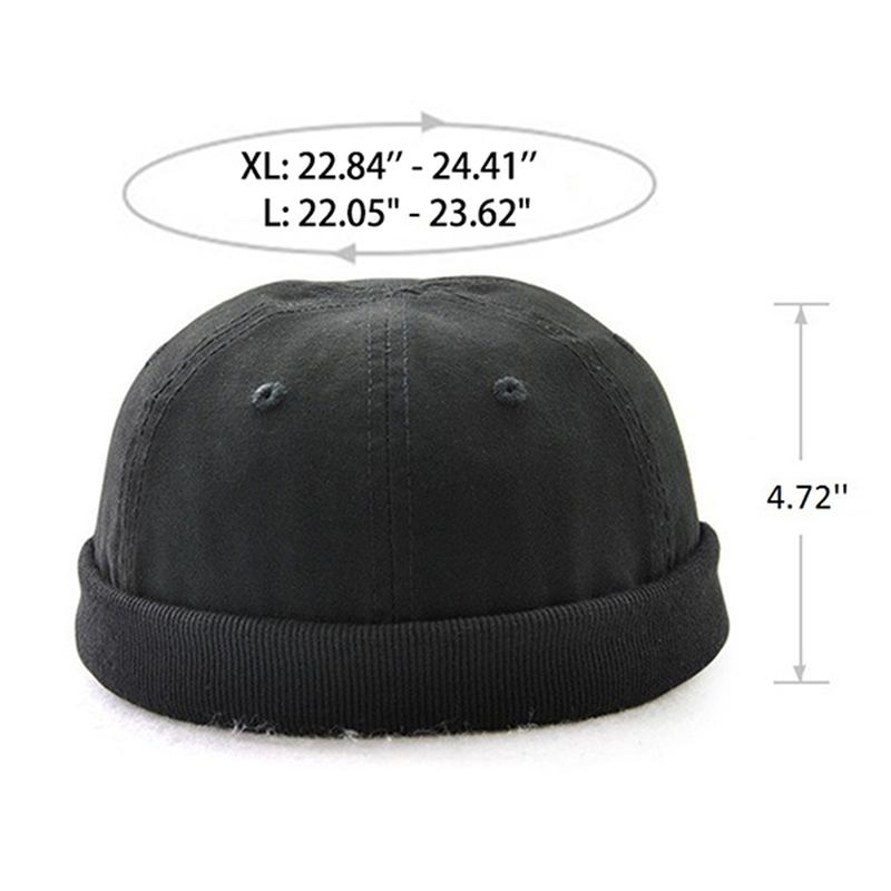 Herre Pluss Størrelse Hatter Retro Solid Brimless Hat Justerbar Varm Skullcap Sailor Cap