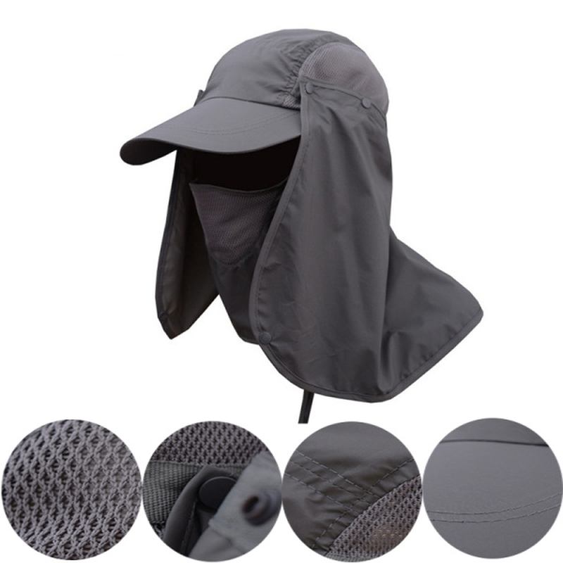 Herre Quick Dry Neck Cover Sun Fishing Hat Øreklaff Bøtte Outdoor Uv Protection Cap