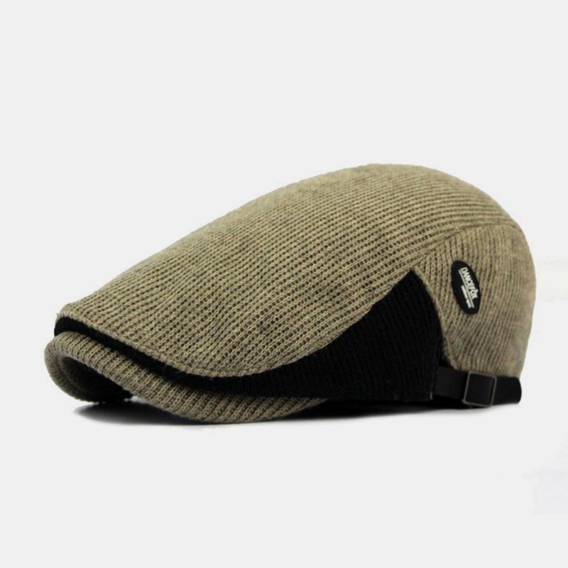 Herre Ull Pluss Tykk Hold Varm Stripemønster Uformell Forward Hat Beret Hat