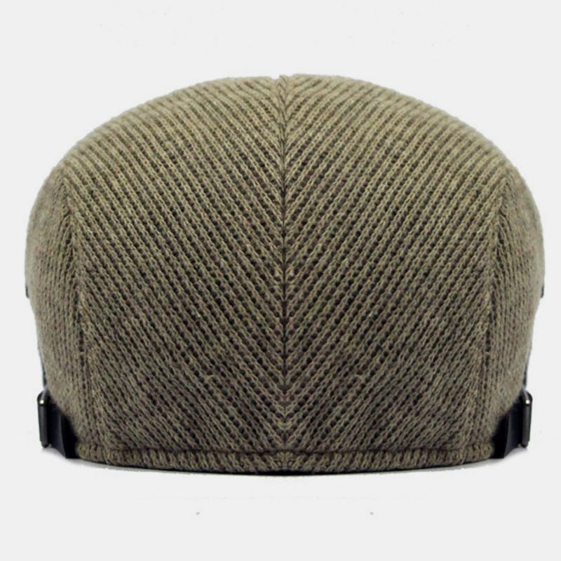 Herre Ull Pluss Tykk Hold Varm Stripemønster Uformell Forward Hat Beret Hat