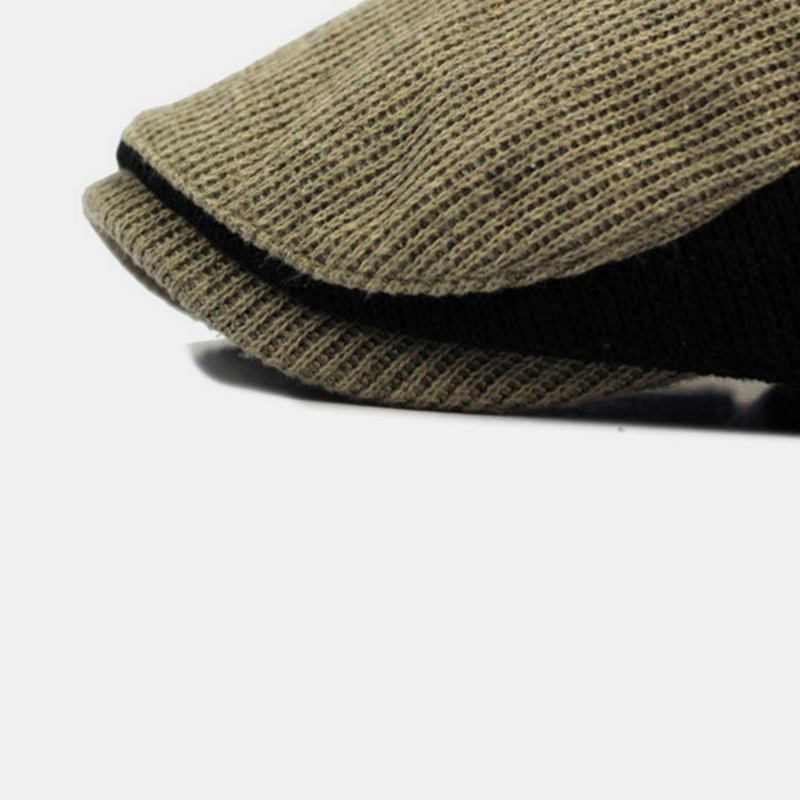 Herre Ull Pluss Tykk Hold Varm Stripemønster Uformell Forward Hat Beret Hat