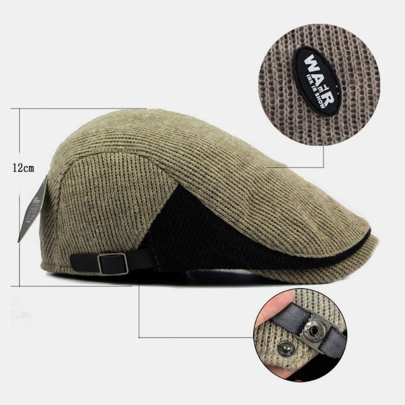 Herre Ull Pluss Tykk Hold Varm Stripemønster Uformell Forward Hat Beret Hat