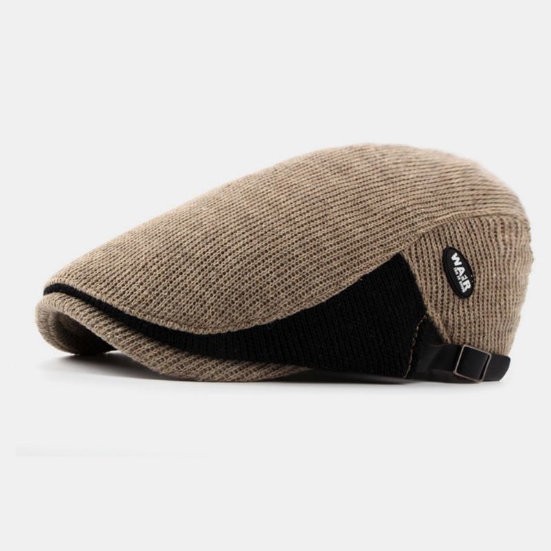 Herre Ull Pluss Tykk Hold Varm Stripemønster Uformell Forward Hat Beret Hat