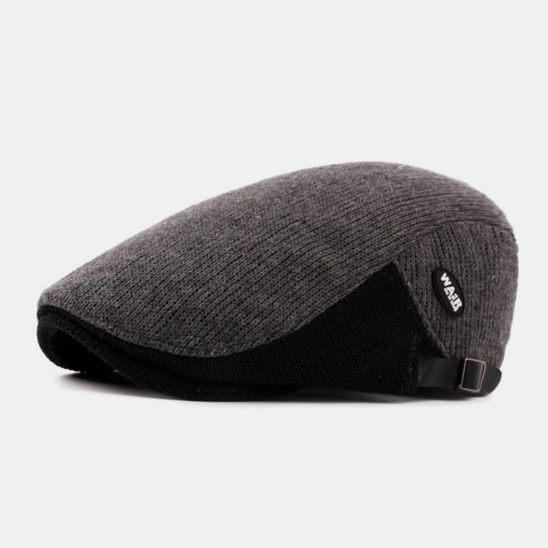 Herre Ull Pluss Tykk Hold Varm Stripemønster Uformell Forward Hat Beret Hat